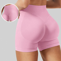 Shorts de sport et yoga côtelés sans couture pour femme, taille haute, effet push-up, maintien élevé, respirants, séchage rapide, couleur unie