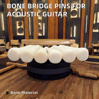 Pin Jembatan Gitar Akustik GETMusic, Tulang Sapi Warna Alami MU1001-1, Praktis, Buatan India