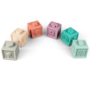 De Construction 3D Tactile Main Bébé En Caoutchouc de <span class=keywords><strong>Massage</strong></span> Hochet Anneau De Dentition jouet Ensemble Presser Boule De Bain - Product Image 1