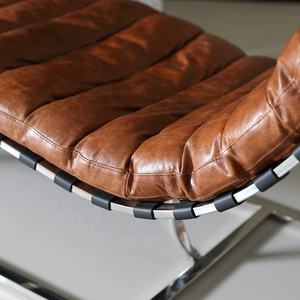 Chaise longue vintage en acier inoxydable, design Oviedo, style <span class=keywords><strong>Le</strong></span> <span class=keywords><strong>Corbusier</strong></span>, en cuir véritable - Product Image 2