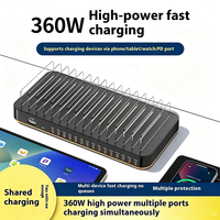 Stasiun Pengisian Daya Desktop 360W 15 Port Tipe-C PD Baru dengan Penyangga, Pengatur Pengisi Daya Cepat Multi Perangkat untuk Kantor Sekolah