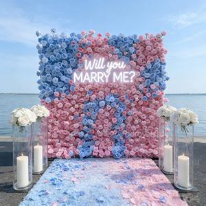 بيع بالجملة 3D 5D لفة زهرة جدار الحرير الاصطناعي الوردي الوردي الأبيض زهرة الجدار الفاخرة الزخرفية زهرة خلفية الجدار - Product Image 4