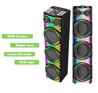 Enceinte de fête extérieure Boombox Bass 12 pouces 3 pièces 50000W avec LED RGB, entrées USB/AUX, microphone intégré, enceinte karaoké sans fil