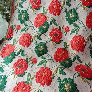 Vestido de flores de seda dorada brocado de lujo ligero tridimensional jacquard en relieve teñido de hilo francés - Product Image 4