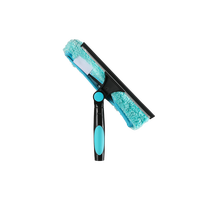 Nettoyeur de vitres 2-en-1 en acier et plastique Tête pliable pour le nettoyage des vitres hautes intérieures/extérieures