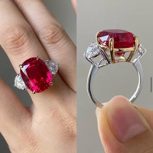 Bague en diamant et rubis bicolore 5 carats rouge sang de pigeon, sertie à griffes, bijou de fiançailles - Product Image 3