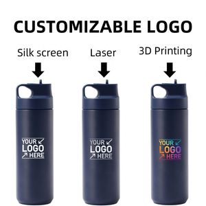 Custom Vacuum <b>Flask</b> Hot Drinks Insulated Travel Mug with Flip Straw Water Bottle Press Button Stainless Steel <b>Coffee</b> Tumbler Cup - Product Image 4