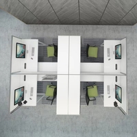 Cubicle de bureau modulaire moderne à 4 places, durable, pour l'école, l'hôpital, l'atelier - Poste de travail ouvert pour le personnel, espace de coworking, bureau du personnel