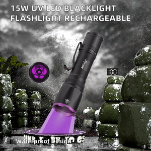 Linterna UV LED de Alta Potencia de 15W y 365nm, Impermeable IP55, Recargable por USB, con Pantalla LCD, para Curado de Pegamento UV, Eliminación de Manchas de Mascotas (Perros y Gatos), y Tinea - Product Image 2