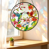 Attrape-soleil en vitrail suspendu pour fenêtre, attrape-soleil colibri de 10 pouces pour intérieur, décoration artistique de fenêtre en verre