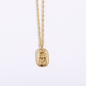 Collier pendentif corps et visage en acier inoxydable plaqué or 18 carats, motif vague d'eau, vente en gros - Product Image 1