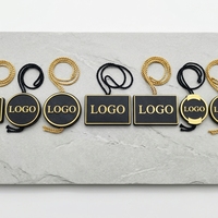Étiquette personnalisée de luxe pour vêtements, écologique, avec cordon, durable, logo 3D en feuille d'or, attache en polyester pour chaussures