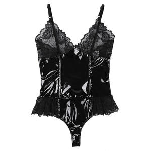 Women Lace <strong>Latex</strong> <strong>Leotard</strong> Clubwear Sexy Sheer Seamless Leather Lingerie Bodysuit - Product Image 6