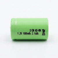 Baterai NiMH Flat Top 1.2V 1800mAh 2/3A Grosir OEM Custom Isi Ulang Bersertifikasi CE RoHS Sel Baterai Isi Ulang NiMH Flat Top