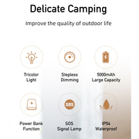 Lanterne de camping LED portable 5000mAh, batterie de secours d'urgence, lumière stroboscopique rouge SOS, double source lumineuse, température de couleur réglable
