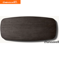 Table à manger sur piétement en chêne noir, table rectangulaire moderne en chêne massif rainuré pour 6 à 12 personnes