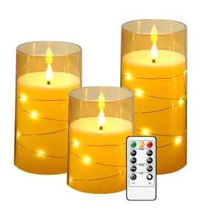 Flameless Candles With String Light LED Candle With Remote Control And Timer Battery Powered GettogetherCandle
