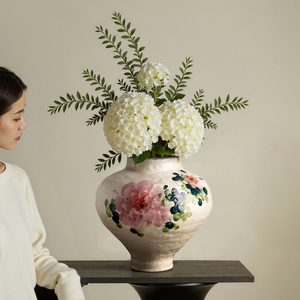 Jarrón de Cerámica Texturizada TONFO, Florero Vintage con Diseño de Peonía <span class=keywords><strong>Rosa</strong></span>, para Decoración del Hogar, Elegante Jarrón de Porcelana Estilo Chino para Mesa - Product Image 3