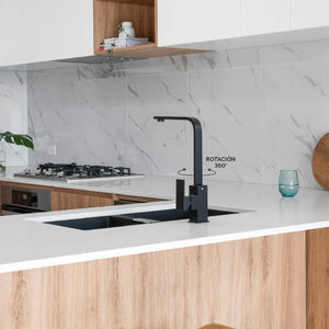 Grifo de Cocina Monomando de Agua Fría y Caliente con Diseño de Goma Negra Giratorio de 360 Grados para Fregaderos de Hotel y <span class=keywords><strong>Canillas</strong></span> de Cocina - Product Image 2