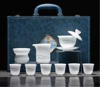 Service à thé Kung Fu en porcelaine de jade blanc de Dehua, ensemble de théière chinoise en céramique de qualité supérieure pour le bureau et les cadeaux d'affaires