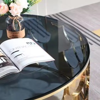 Meubles de maison modernes Table en marbre pour le thé et la télévision Table basse en acier inoxydable Salon en verre Salle à manger Villa Cuisine d'extérieur Utilisation dans la salle de sport
