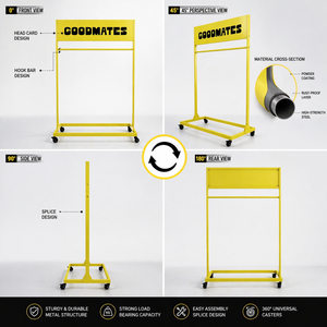 Présentoir à vêtements métallique robuste sur mesure en gros, support de suspension mobile pour vêtements avec en-tête personnalisable pour magasin de prêt-à-porter - Product Image 3