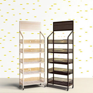 סל תצוגת מדף יחיד מזנון יחיד דו צדדי עשוי פלדה עם חומר מתכתי צלחת מחורר מחורר - Product Image 1