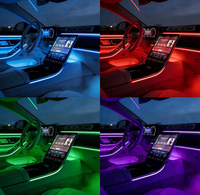 Bande lumineuse LED néon à activation vocale automatique, directement de l'usine, 5 en 1, 64 couleurs, kit d'éclairage d'ambiance pour voiture, éclairage d'ambiance intérieur de voiture