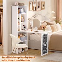Bureau pliant convertible avec prises intégrées, idéal pour petits espaces, bureau à domicile, salle d'artisanat, poste de travail multifonctionnel avec tableau noir escamotable