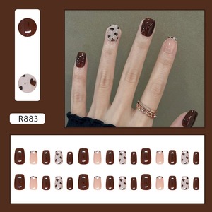 <span class=keywords><strong>Uñas</strong></span> Postizas R883 con Diseño de Estampado de <span class=keywords><strong>Vaca</strong></span>, Color Borgoña, Reutilizables, Cobertura Completa, Puntas de <span class=keywords><strong>Uñas</strong></span> Brillantes, 30 Piezas - Product Image 2