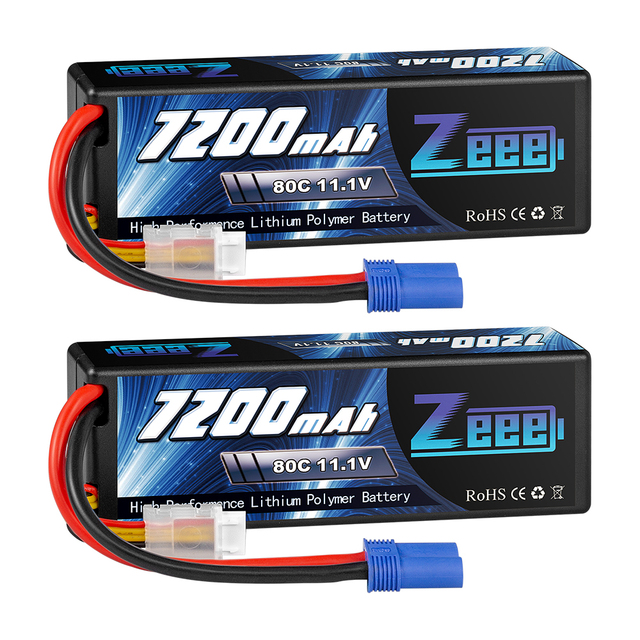 Zeee 11.1V 7200mAh 80C 3S Lipo Battery With EC5 Connector Hardcase Battery for RC Car RC Truck Traxxas LOSI Associated Racing