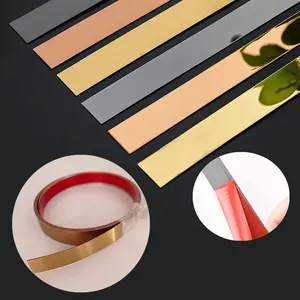 Metal New 1Roll 10m Self-Adhesive Brushed Stainless Steel Decorative Strips For Wood Wall Furniture Accessories Gold Edge Mirror