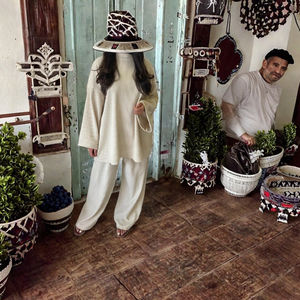 <b>Women's</b> Modest Islamic Clothing Co-Ord 2 Piece Corduroy Casual Plus Size Abaya Set Oversize <b>Tunics</b> Match Pants for Winter - Product Image 3