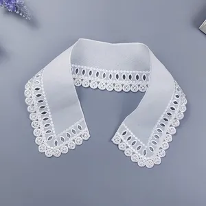 Factory wholesale chiffon embroidery false collar doll polyester silk collar flower custom collar lace dubai