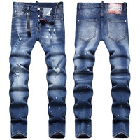 Nouveau jean bleu pour homme, coupe droite élastique, taille brodée, style business, collection automne