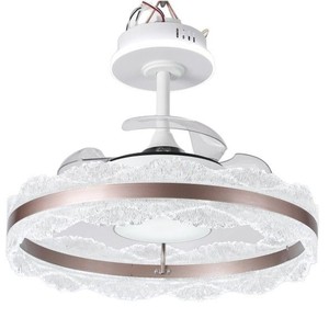 Ventilador acrílico de 3 palas minimalista moderno con luz apilada patrón de iceberg dorado Control remoto USB Gas-Powered Invisible Lightable - Product Image 4