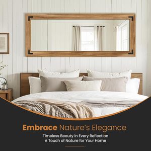 Miroir sur pied pleine longueur avec cadre en bois, style ferme moderne, pour chambre, salle de bain, salon - Product Image 2
