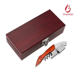 Personalized Item Wing Corkscrew Wine Opener Mdf Wooden Case 3 In 1 Wine Opener Gift Set High Quality Wine Opener