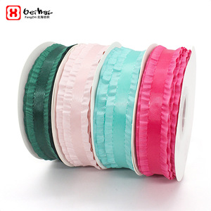 FangZHI Polyester Satin Ribbon 2.2cm Solid Color Woven Ruffled Webbing For Diy Hair Accessories Flower Packaging - Product Image 1
