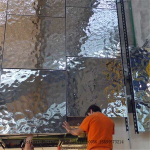 Miroir 3d mural ondulé en acier inoxydable, panneau décoratif pour effet d'ondulation de l'eau - Product Image 3