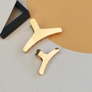 Pinzas para el pelo KC de 5,5 cm y 8cm, horquillas acrílicas de ácido acético con agujeros de púas, color dorado y liso - Product Image 2