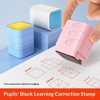 Tampon correcteur auto-encreur personnalisable en plastique multicouche, motif blocs de construction, pour enseignants, design quadrillé, type JMYZ