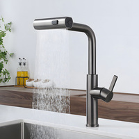 Robinet mélangeur de cuisine en acier inoxydable 304, cascade, 3 voies, avec douchette extractible et cartouche céramique – Vente en gros