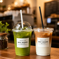 Gobelet jetable transparent en PET de 18 oz avec logo personnalisé et couvercle plat ou bombé pour matcha, latte glacé, café et thé au lait