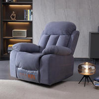 Fauteuil inclinable manuel moderne en cuir véritable à une place avec cadre en bois réglable et pivotant