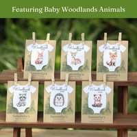 Carte de vœux en papier semence biodégradable personnalisée avec graines de fleurs sauvages pour baby shower sur le thème des animaux, idéale comme cadeau pour les invités