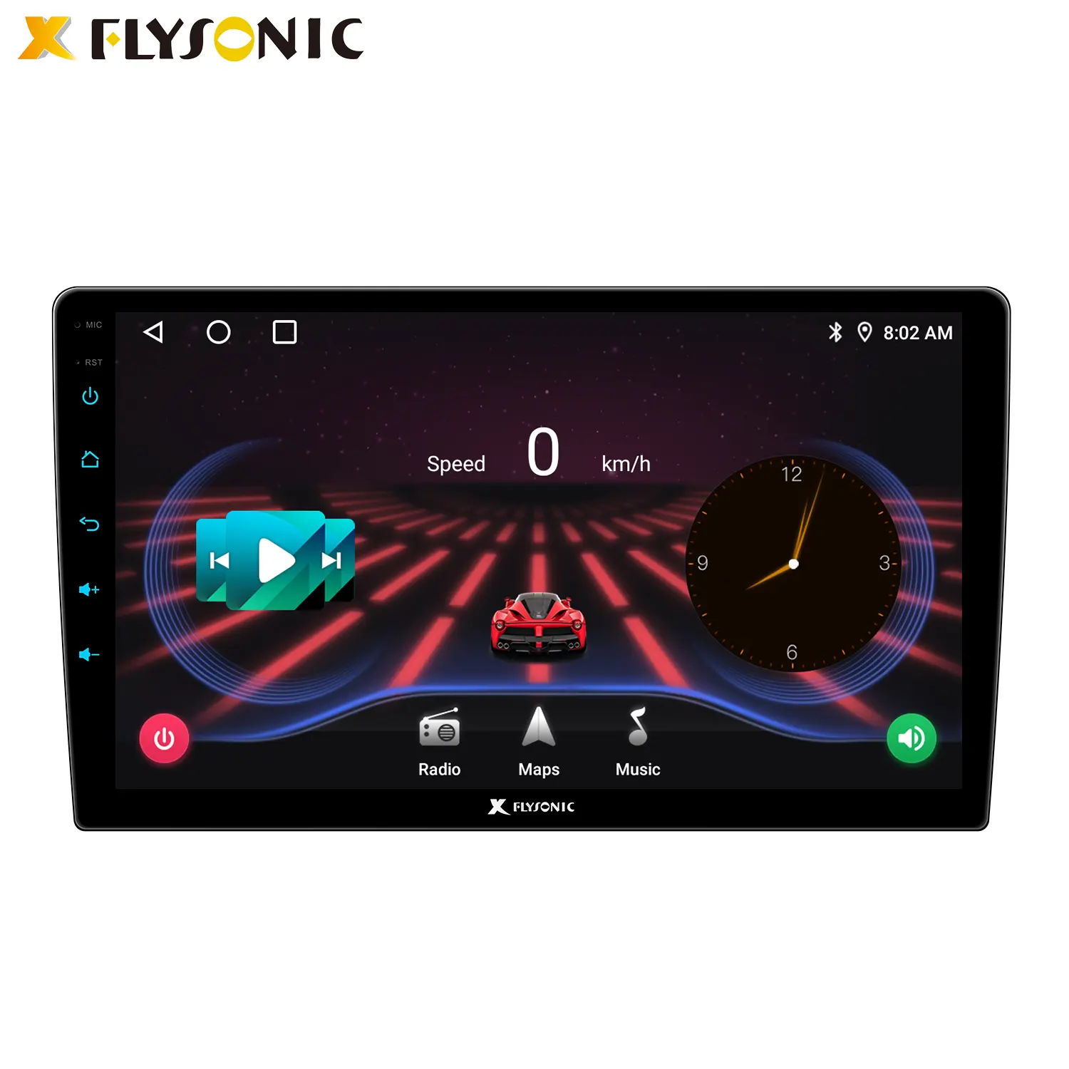 Flysonic 2 Din 9 Pollici Universale Android Sistema Subwoofer Collegamento Specchio Wifi GPS Schermo di Tocco Pieno di auto video