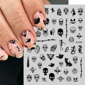 Autocollants 3D pour ongles <span class=keywords><strong>Halloween</strong></span>, <span class=keywords><strong>d</strong></span>écorations <span class=keywords><strong>d</strong></span>'ongles gothiques noirs avec crânes et araignées, autocollants adhésifs pour <span class=keywords><strong>manucure</strong></span> de fête <span class=keywords><strong>d</strong></span>'<span class=keywords><strong>Halloween</strong></span> - Product Image 4