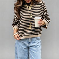 Nouveau Pull Tricoté Rayé Color Block pour Femme Style Préppy Décontracté Automne Hiver, Vente Directe Usine, Personnalisation OEM ODM