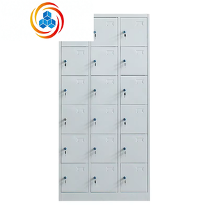 18 Compartment Metal <b>Locker</b> With Key Lock Recessed Pull Handle Floor Mount Durable <b>Storage</b> Unit - Product Image 1